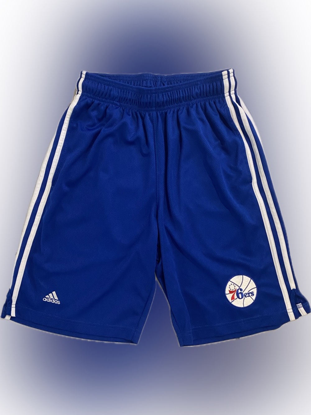 NBA Philadelphia 76ers basketball shorts, size S, color blue